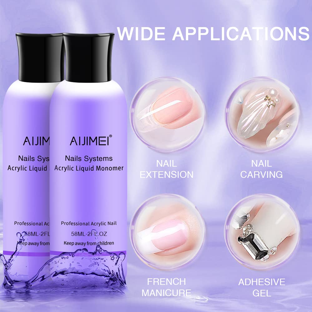 AIJIMEI Kit de líquido acrílico para uñas, juego de herramientas profesionales de monómero líquido para uñas, 2 unidades, 2 onzas líquidas, monómero