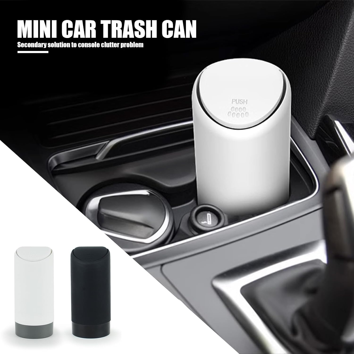 1 bote de basura para automóvil con tapa, 6.2 pulgadas x 2.5 pulgadas, contenedor de almacenamiento portátil de silicona suave 3R, universal,