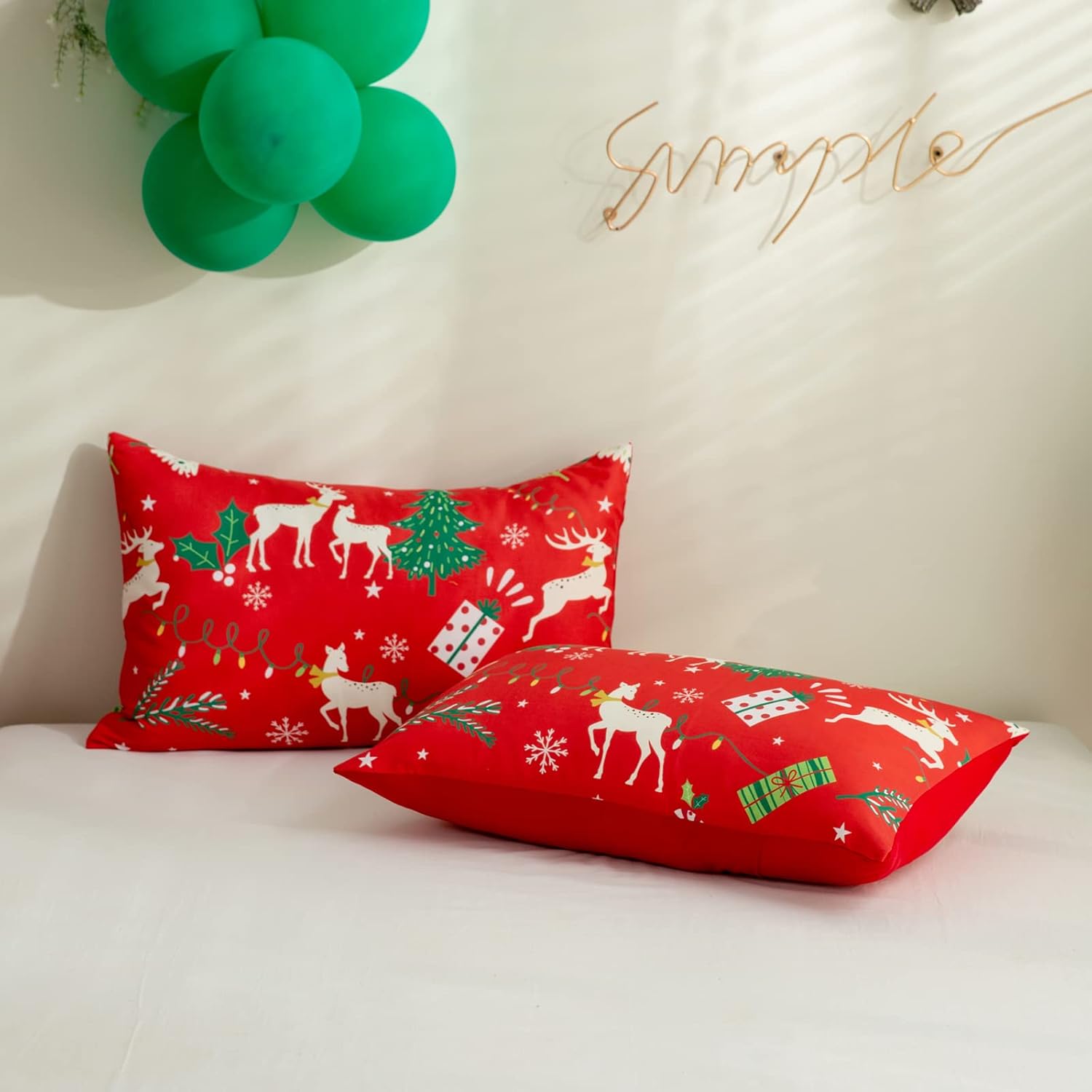 Christmas Duvet Cover Set Queen,Xmas Tree Reindeer Printed Bedding Set Soft Lightweight Comforter Cover for Festive Bedroom Decor 3 Pieces(1 Duvet