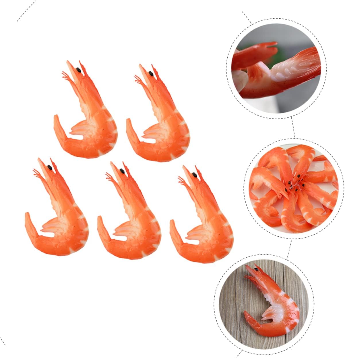 5 piezas de camarón artificial mini juguete Halloween accesorios mini juguetes para niños modelo de camarón falso simulación pescado carne mariscos