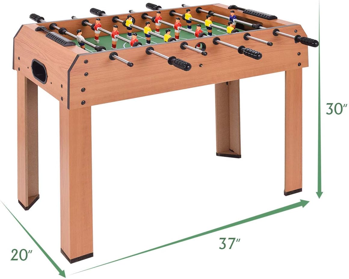 Giantex Mesa de futbolín de 37 pulgadas, mesa de juego de fútbol de competición de madera con 2 bolas, 2 soportes para tazas, futbolín de mesa