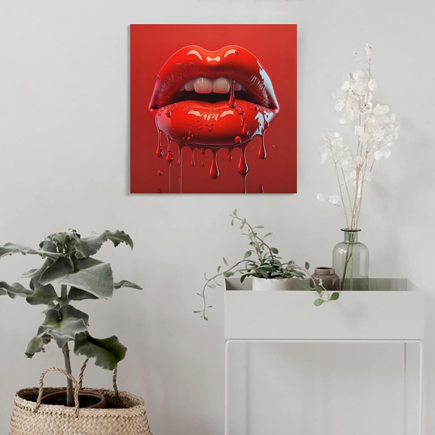 Pósteres estéticos minimalistas con labios rojos, decoración de dientes blancos sexys, arte de pared, arte de pared, lienzo, decoración de pared,