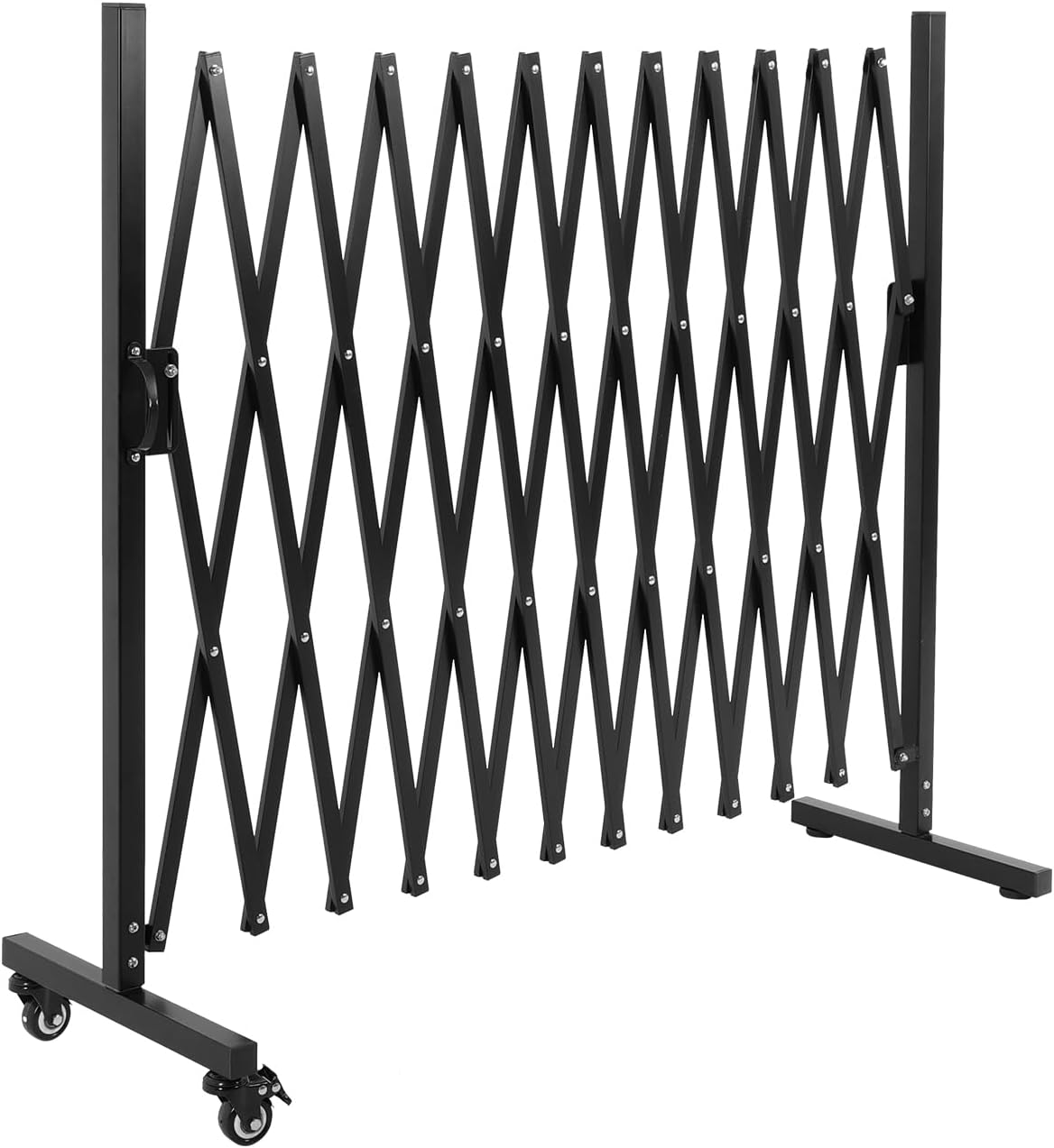SMONTER Puerta de barricada expandible, puerta de barrera de seguridad de metal de 129 pulgadas con ruedas, valla de acordeón para jardín, patio,