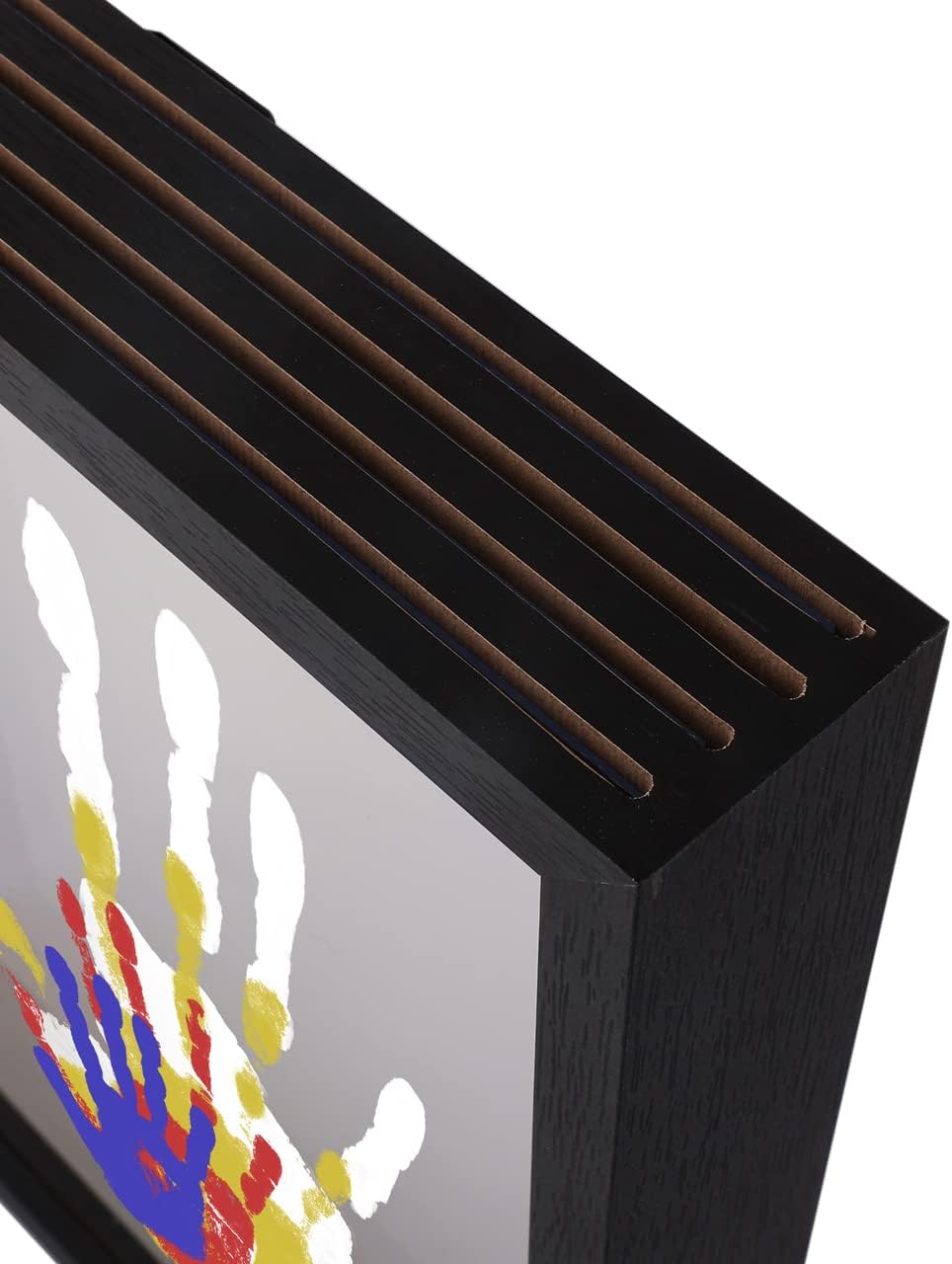 Kit de huellas de manos familiares, marco de madera de recuerdo para manualidades, juego de regalo sin fin, pinturas no tóxicas, hojas transparentes