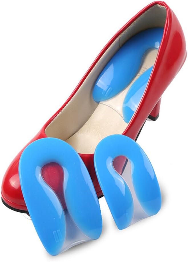 Almohadilla de talón en forma de U de gel de silicona para fascitis plantar, corrección de remisión, almohadilla de talón en forma de U S, M