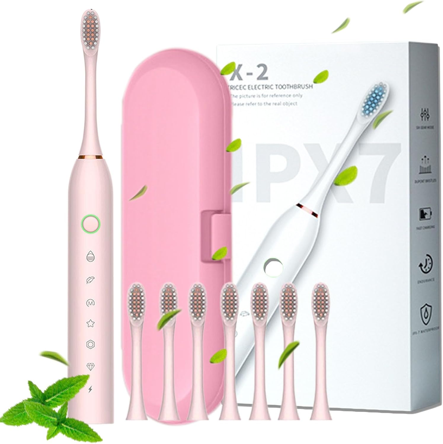 Cepillo de dientes eléctrico para adultos, cepillo de dientes eléctrico con 8 cabezales de cepillo y caja de cepillo de dientes, 6 modos de