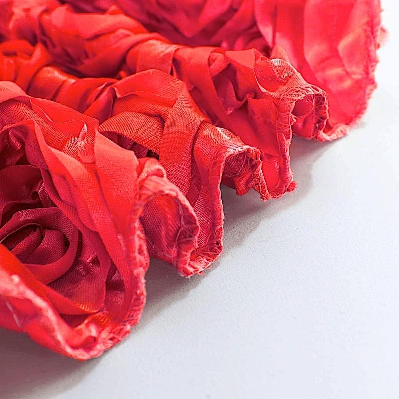 BalsaCircle Mantel redondo con rosetas elevadas de satén rojo de 120 pulgadas, para bodas, fiestas, comedor