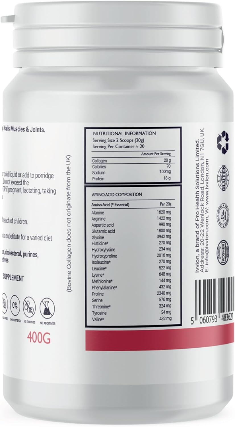 Polvo de hidrolizado de colágeno orgánico, sin azúcar y gluten, sin sabor, péptidos de colágeno en polvo para mujeres y hombres, suplemento de