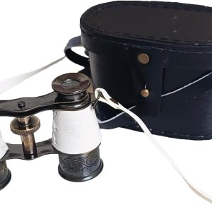 Sugra Art Prismáticos de latón antiguo capitanes de 4 pulgadas, binocular náutico de cuero blanco para niños y adultos prismáticos vintage y marinos Sugra Art Prismáticos de latón antiguo capitanes de 4 pulgadas, binocular náutico de cuero blanco para niños y adultos prismáticos vintage y marinos