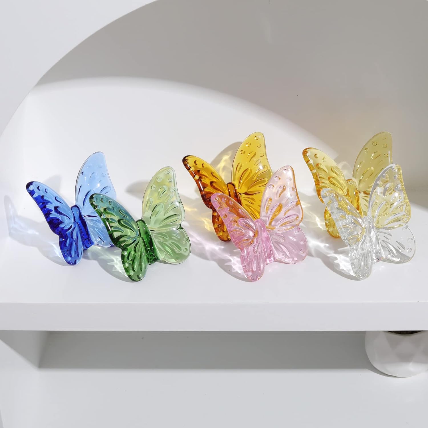 WEISIPU Figura de mariposa de cristal coleccionable, estatua de adorno de cristal para decoración de mesa de pisapapapeles para oficina en casa,
