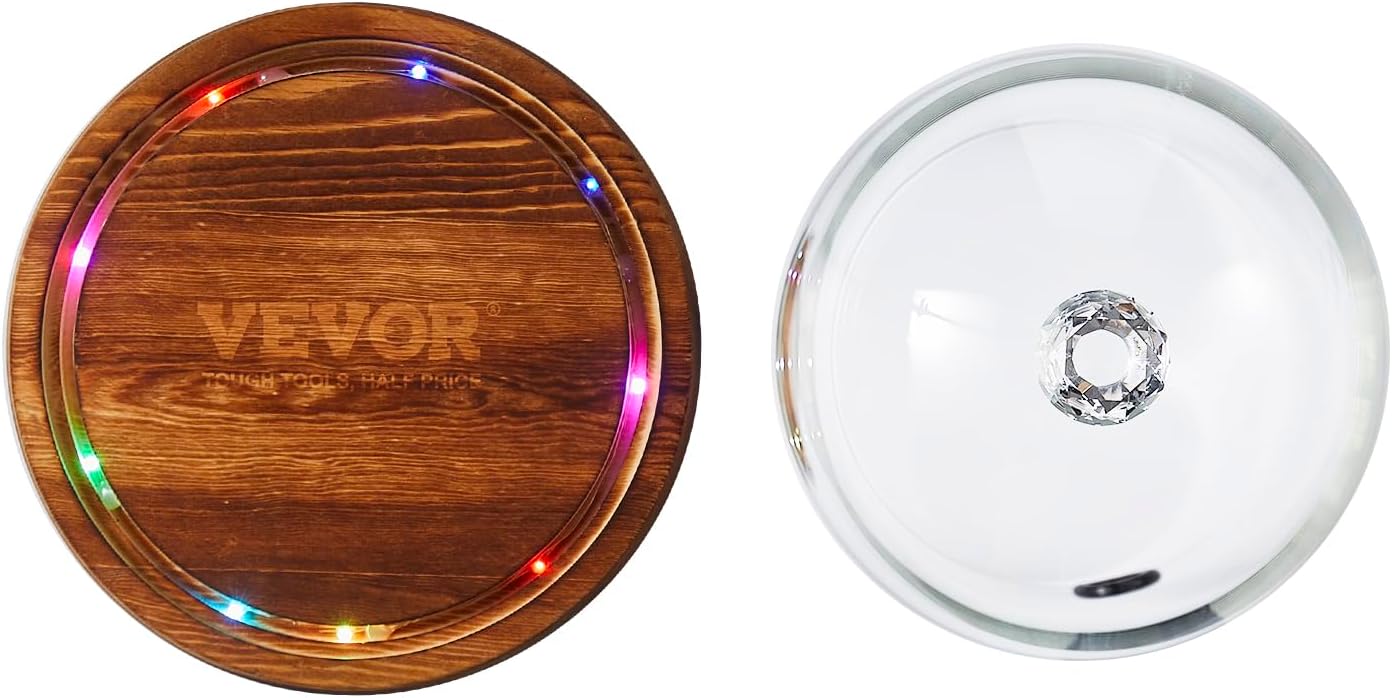 VEVOR Cloche para fumar, cubierta de cúpula de vidrio de 6.9 pulgadas con base de madera, pistola de ahumador, infusor de humo accesorio para