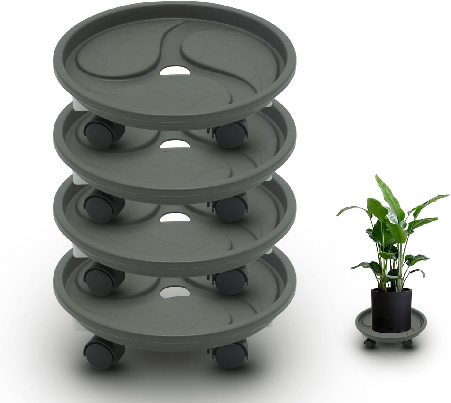 Visionfly 4 unidades de 13 pulgadas con contenedor de agua integrado y 4 ruedas, carrito de jardín con ruedas, capacidad de carga de 130 libras