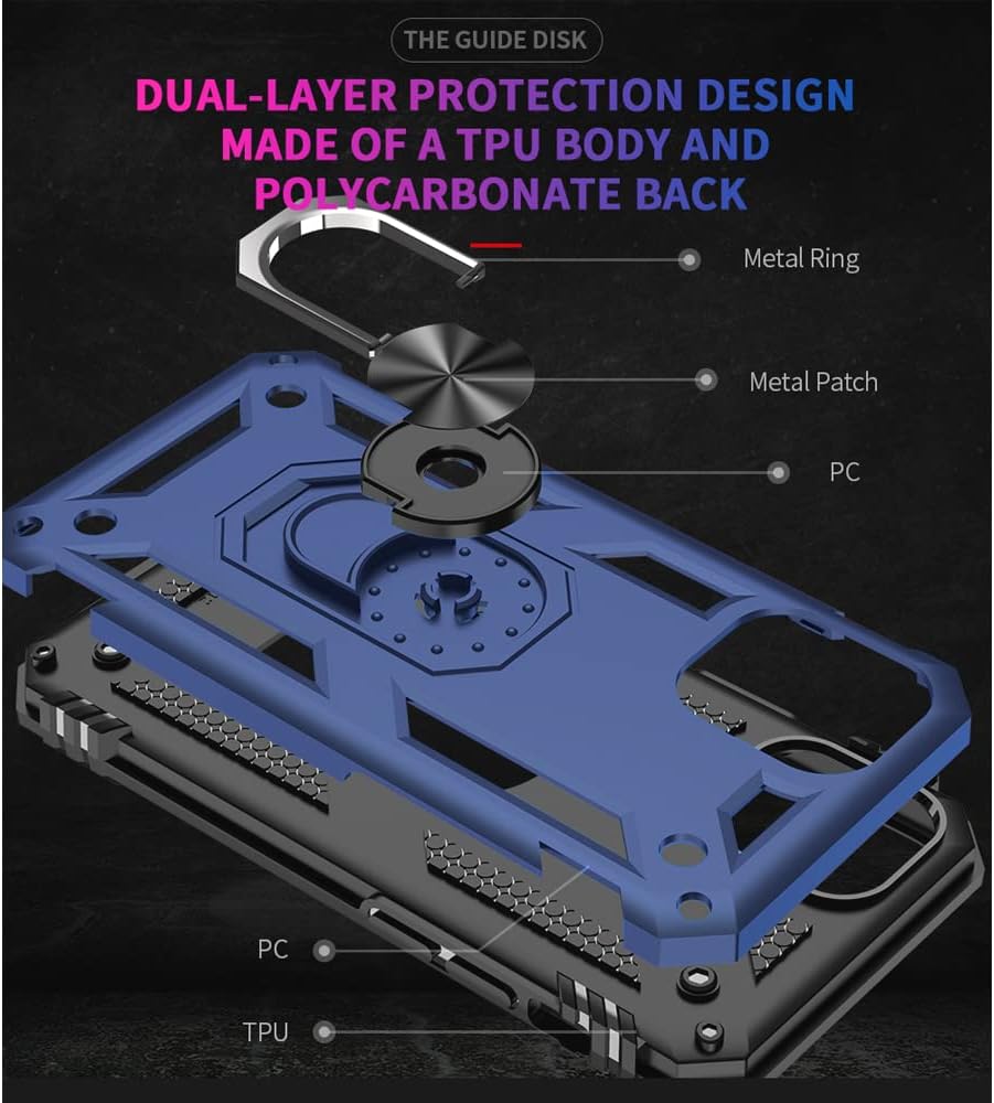 Aozuoton Funda para iPhone 12, iPhone 12 Pro, grado militar de 16 pies probada en caídas, anillo protector a prueba de golpes para iPhone 1212 Pro,