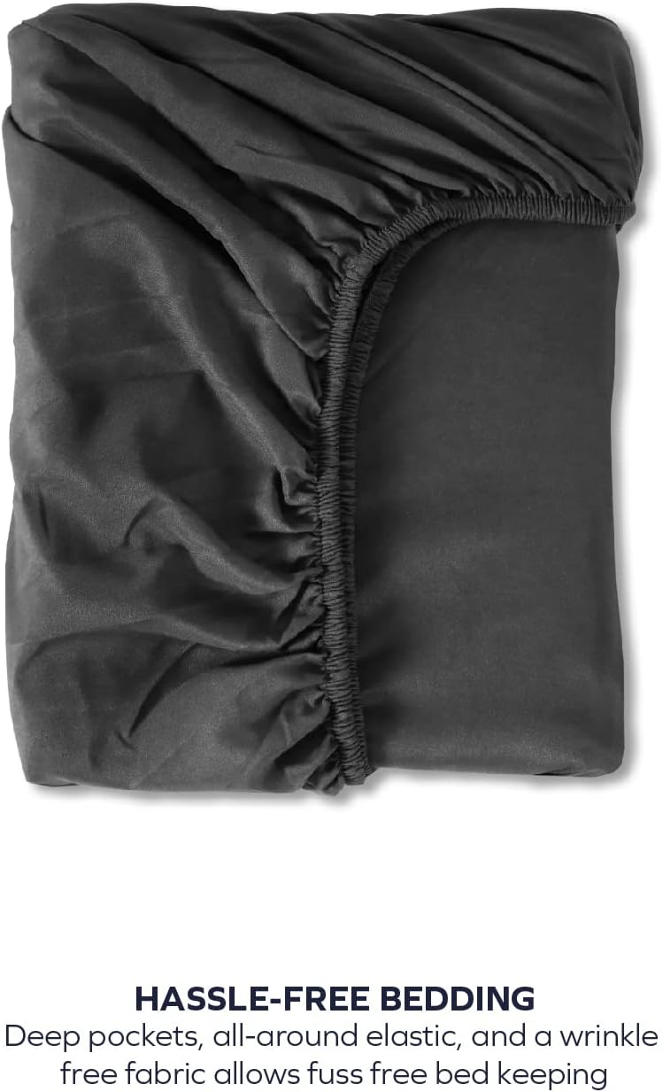 Boston Linen Co. Sábana bajera de microfibra de alta calidad de 1800 hilos, resistente al encogimiento y a la decoloración hasta 15 pulgadas, sábana