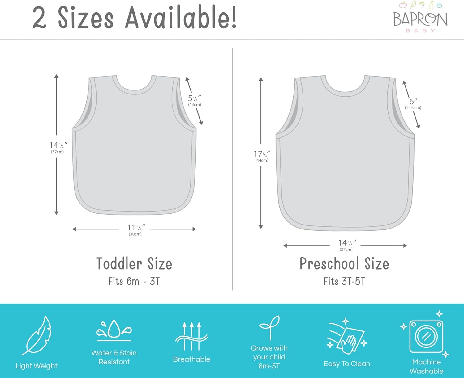 BapronBaby FloralNature Bapron – No Neck Tie Safer Bib – Baby & Toddler – Soft Waterproof – PVC, BPA & Phthalate Free – 6m+
