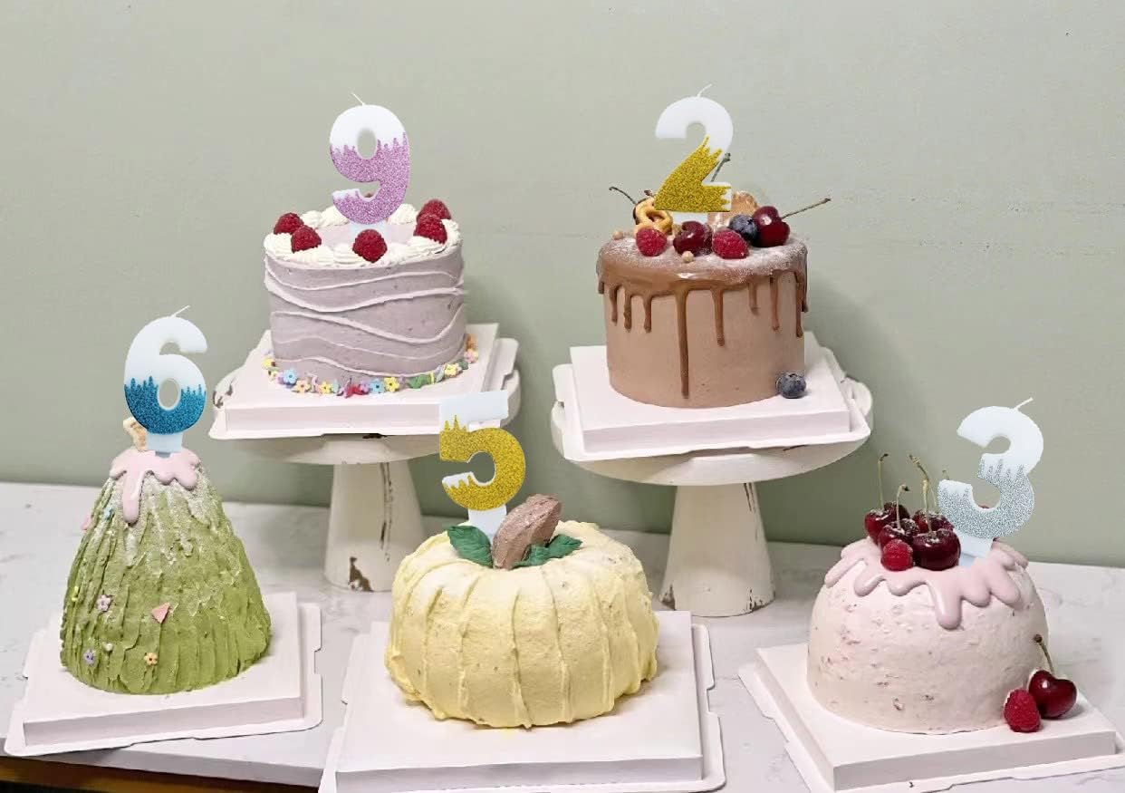 Slivery – Vela de cumpleaños número 8, vela plateada con purpurina para niños, adultos, decoración de pastel para cualquier celebración