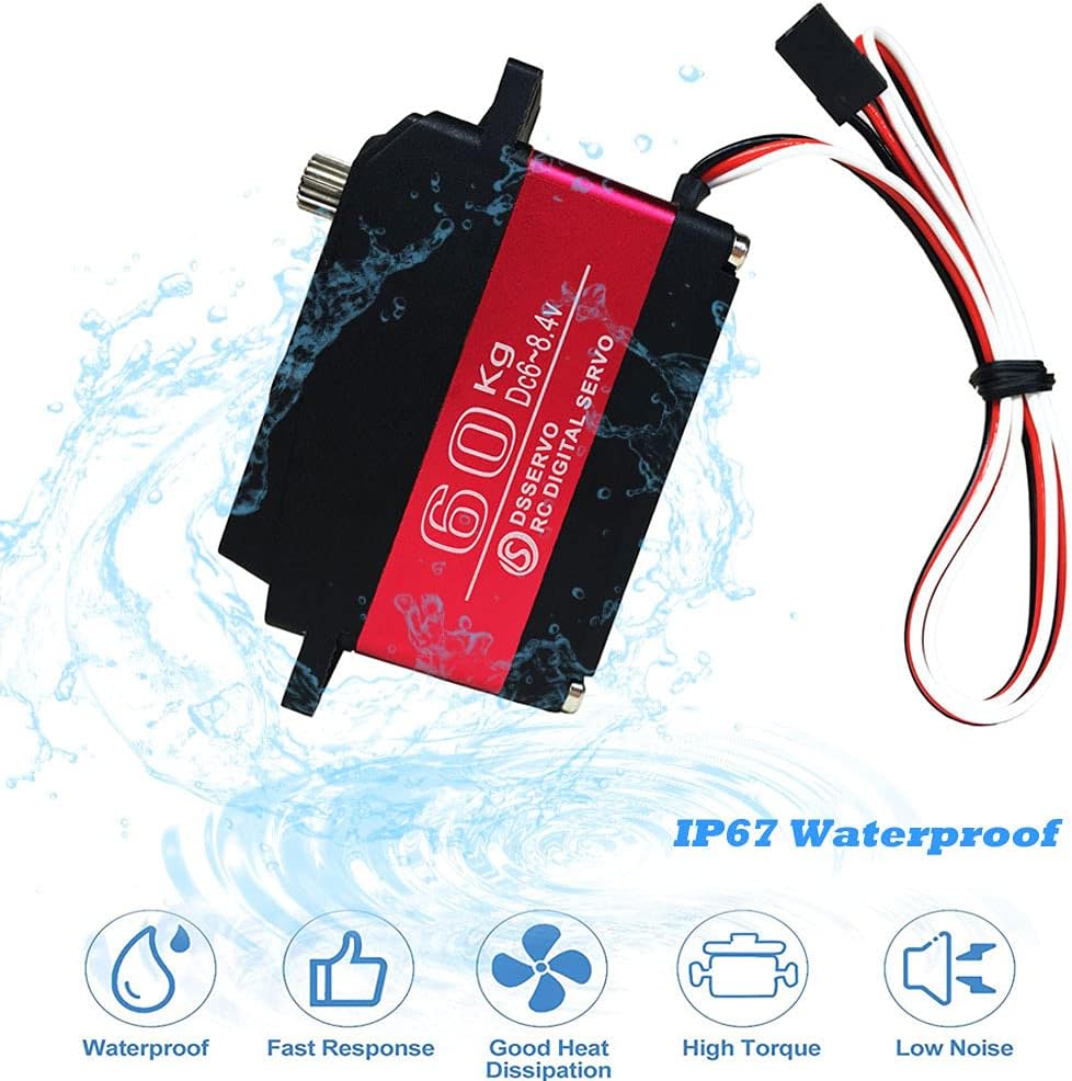 132.3 lbs Digital Servo 8.4V Engranaje De Acero Inoxidable De Alto Voltaje Gran Torque De Alta Velocidad Impermeable 15 Baja Servos – 180 Grados