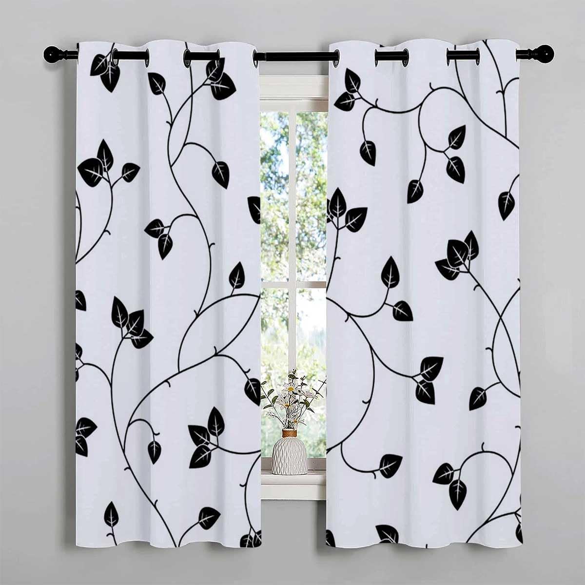 YANFENQI Cortinas para Habitacion – Cortinas opacas con líneas blancas y negras concisas para dormitorio, armario, puerta, cortinas para cuartos