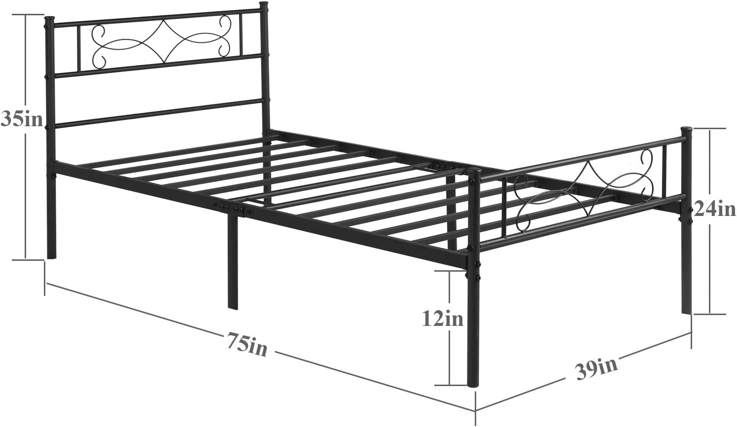 VECELO – Base de colchón minimalista con cabecero y estribo