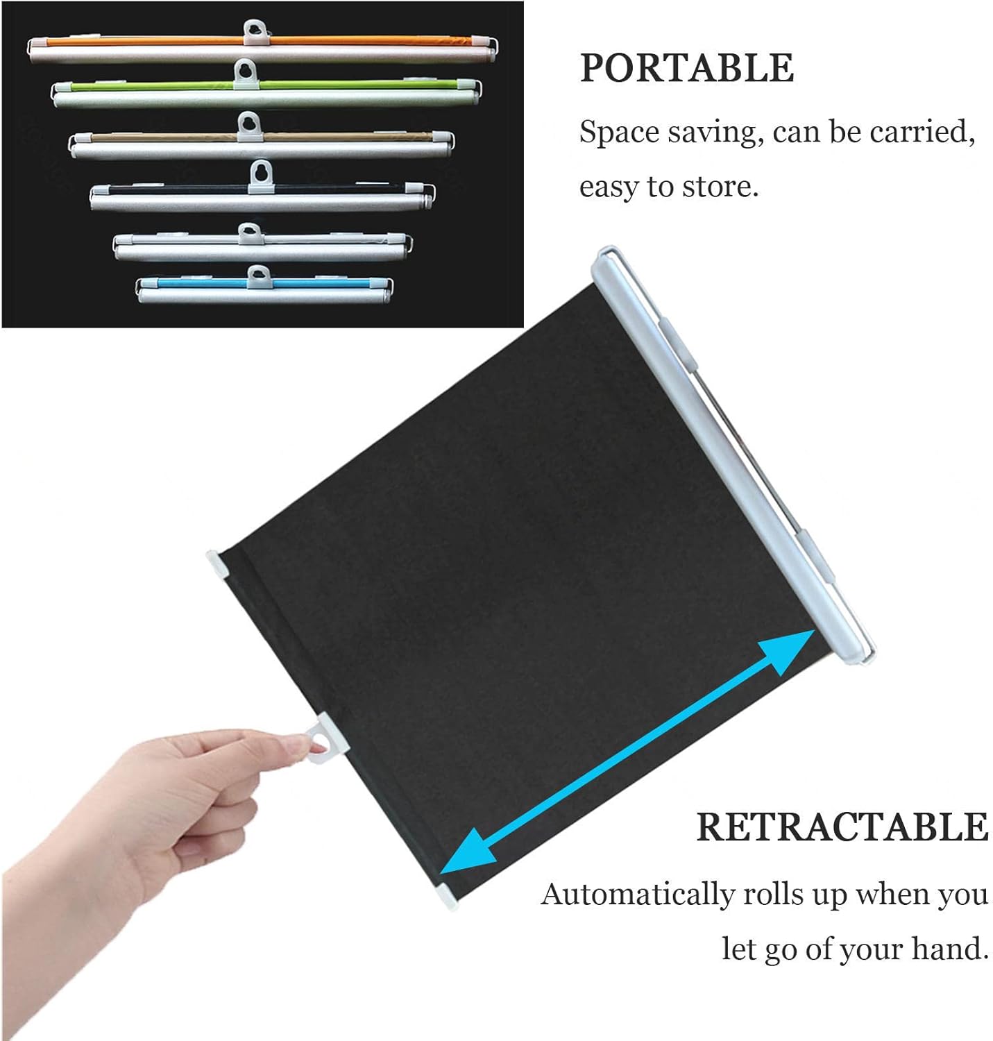 Persianas enrollables opacas con ventosas, cortinas opacas sin taladrar, persianas enrollables retráctiles para ventanas y puertas, protector