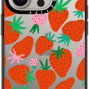 CASETiFY Funda compacta para iPhone 15 Pro 2 veces probada contra caídas de grado militar  protección contra caídas de 4 pies – Fresas – Negro CASETiFY Funda compacta para iPhone 15 Pro 2 veces probada contra caídas de grado militar  protección contra caídas de 4 pies – Fresas – Negro