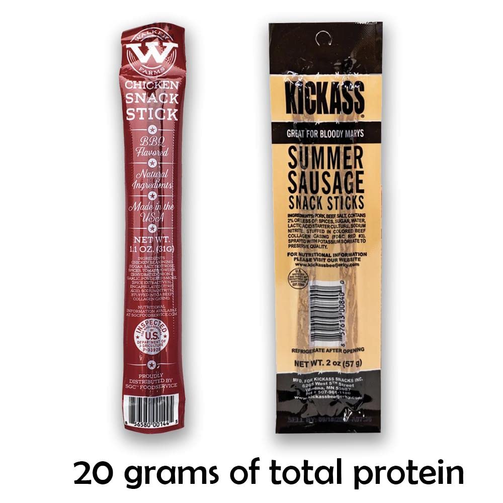 Snacks altos en proteínas para adultos y niños  Paquete variado de 8 piezas  2.96 oz de proteína  Sin gluten  Nueces, palitos de carne, barras de