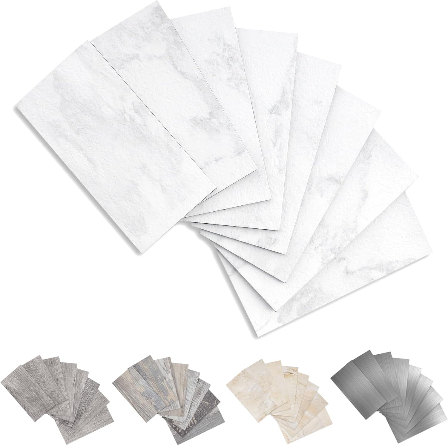 2 azulejos de pared compuestos de PVC de 3 x 6 pulgadas para despegar y pegar de 3 x 6 pulgadas, piedra blanca Kara 3D para cocina, baño,