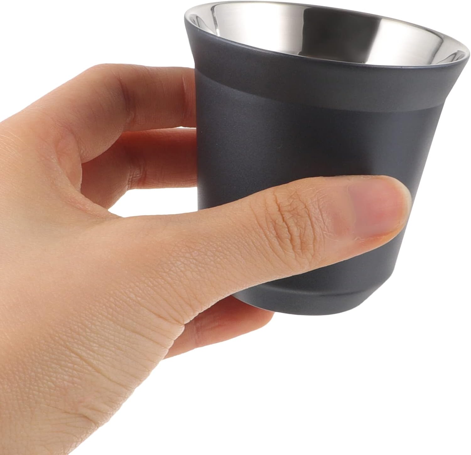 BESTonZON Taza de café de metal para bebidas de acero inoxidable de doble capa, contenedor de vino aislado para café expreso, cerveza, capuchino,