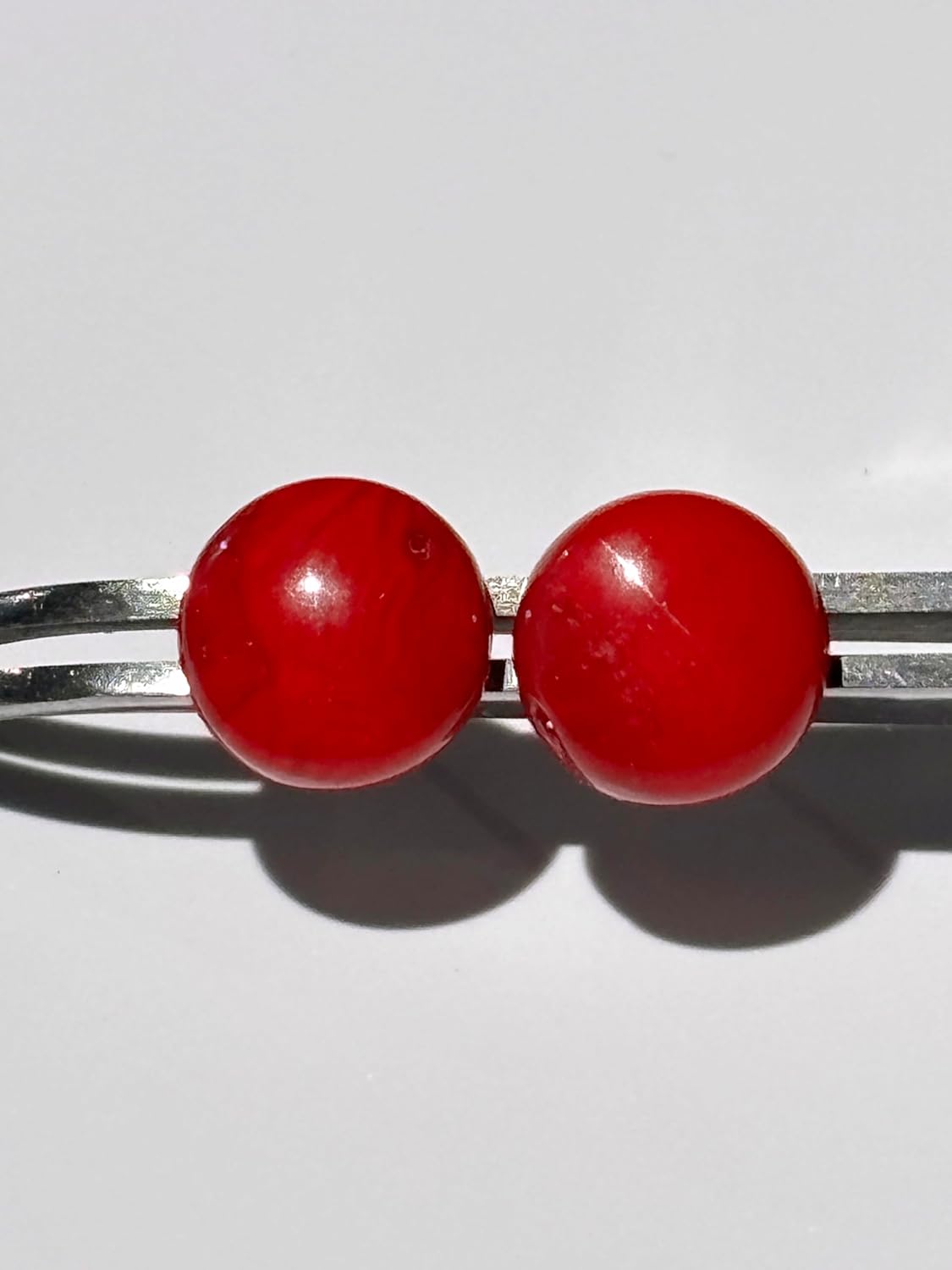 10mm Red Coral and Sterling Silver Post Earrings