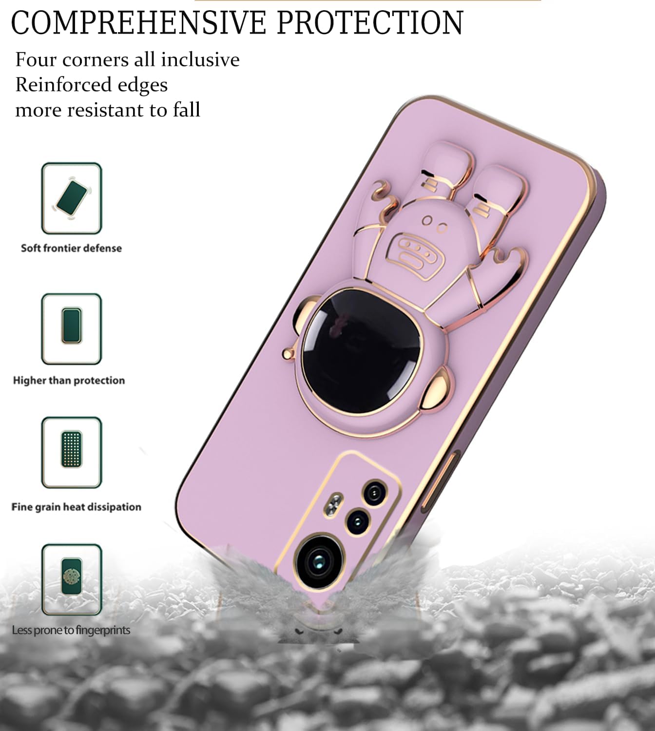 Funda compatible con Redmi Note 12s con chapado creativo astronauta caricatura, rosa, funda para teléfono Xiaomi Redmi Note 12s, funda de silicona a