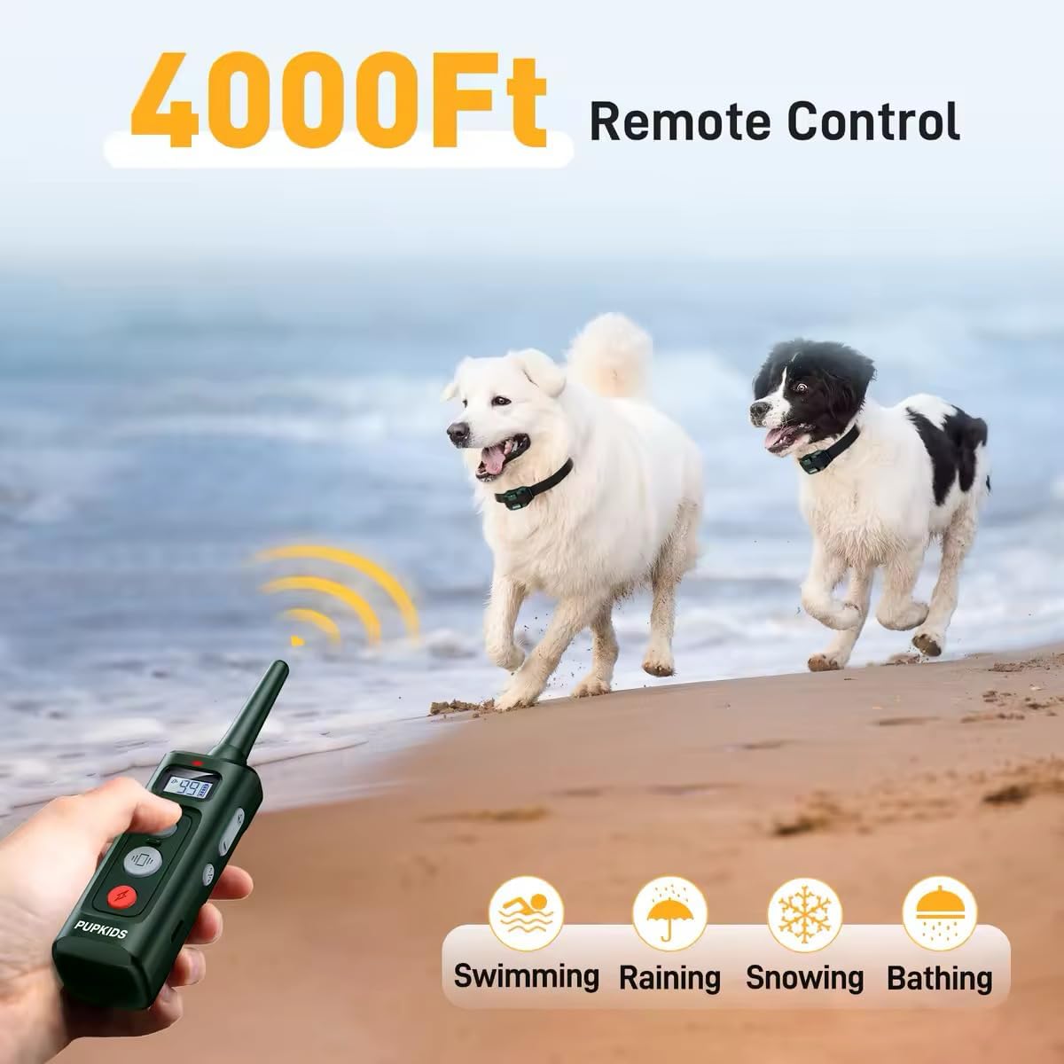 Collar de choque para perros con control remoto, paquete de 2  Collar de entrenamiento de perro de 4000 pies, 108 niveles, collar electrónico con 3