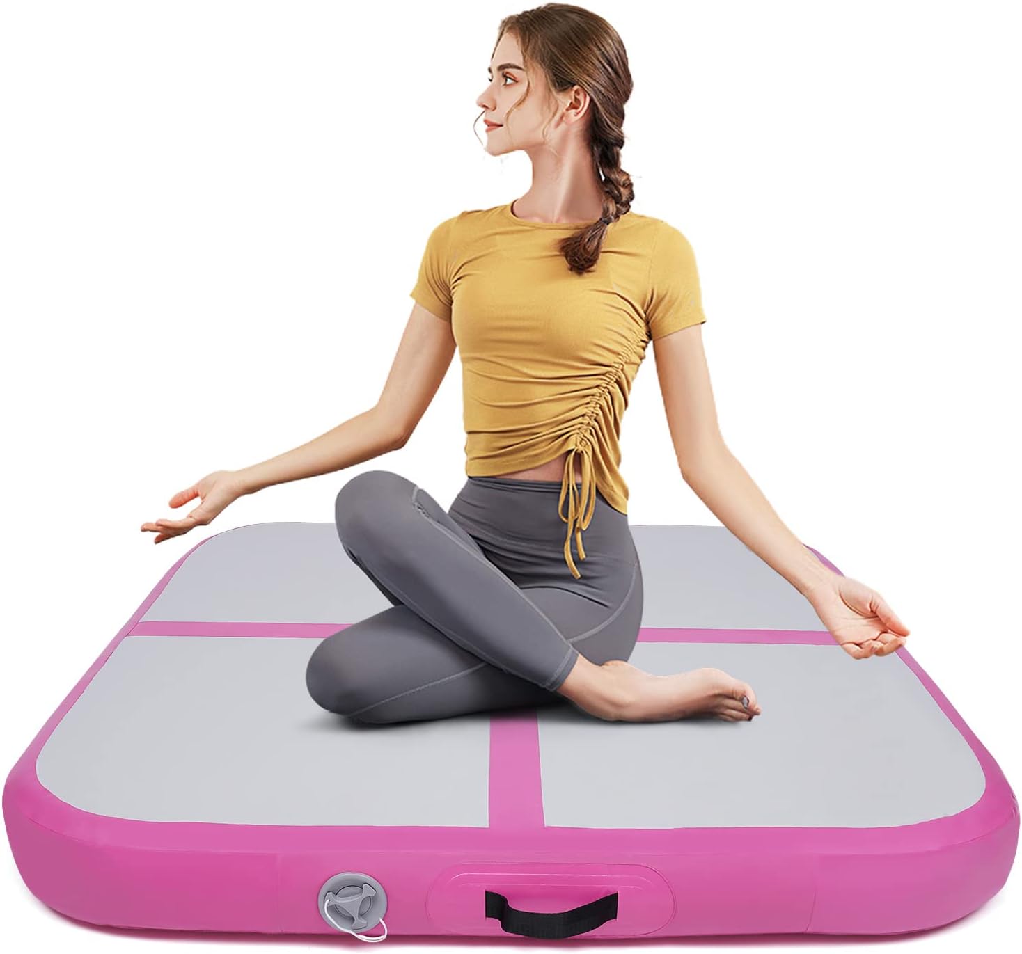 Inflatable Gymnastics Mat Air Tumbling Mat Gymnastics Tumble Track Square 3.947.87 In Thickness Air Mats for Home UseTrainingCheerleadingWater Yoga