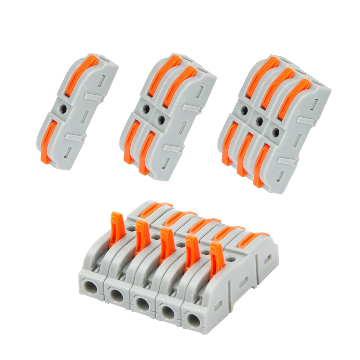 35PCS Lever Wire Nuts Connectors, 1Way Inline Conductors Compact Universal Wire Connectors, Electrical Splicing Connectors Quick Wiring Connect 24AWG