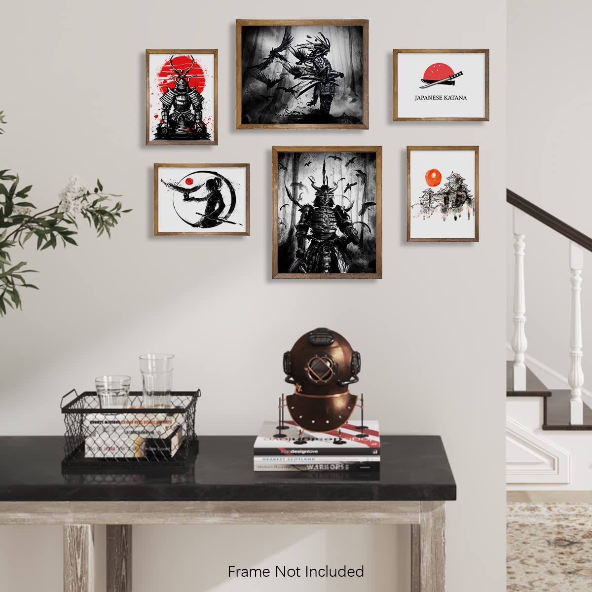 Japandi Home Decor – Japan Warrior Katana Picture Print – Bushido Karate Ninjas Japanese Themed Art Set – Japanese Samurai Poster Wall Art – Asian