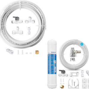 Kit de filtro de agua en línea y kit de línea de agua para máquina de hielo para refrigerador y máquina de hielo, reemplazo de filtro de carbono de Kit de filtro de agua en línea y kit de línea de agua para máquina de hielo para refrigerador y máquina de hielo, reemplazo de filtro de carbono de