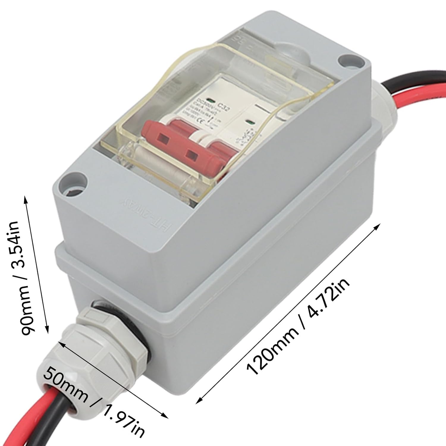 Interruptor de aire de panel solar 2P Interruptor de aire DC 500V 32A Interruptor de desconexión de energía solar con caja de distribución