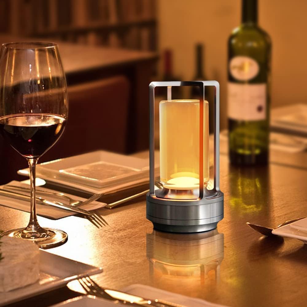 Lumisom – Lámpara de mesa Lumisom, lámpara de mesa de farol de cristal Lumisom, luz Lumisom, 3 colores recargables e inalámbricas para luces de