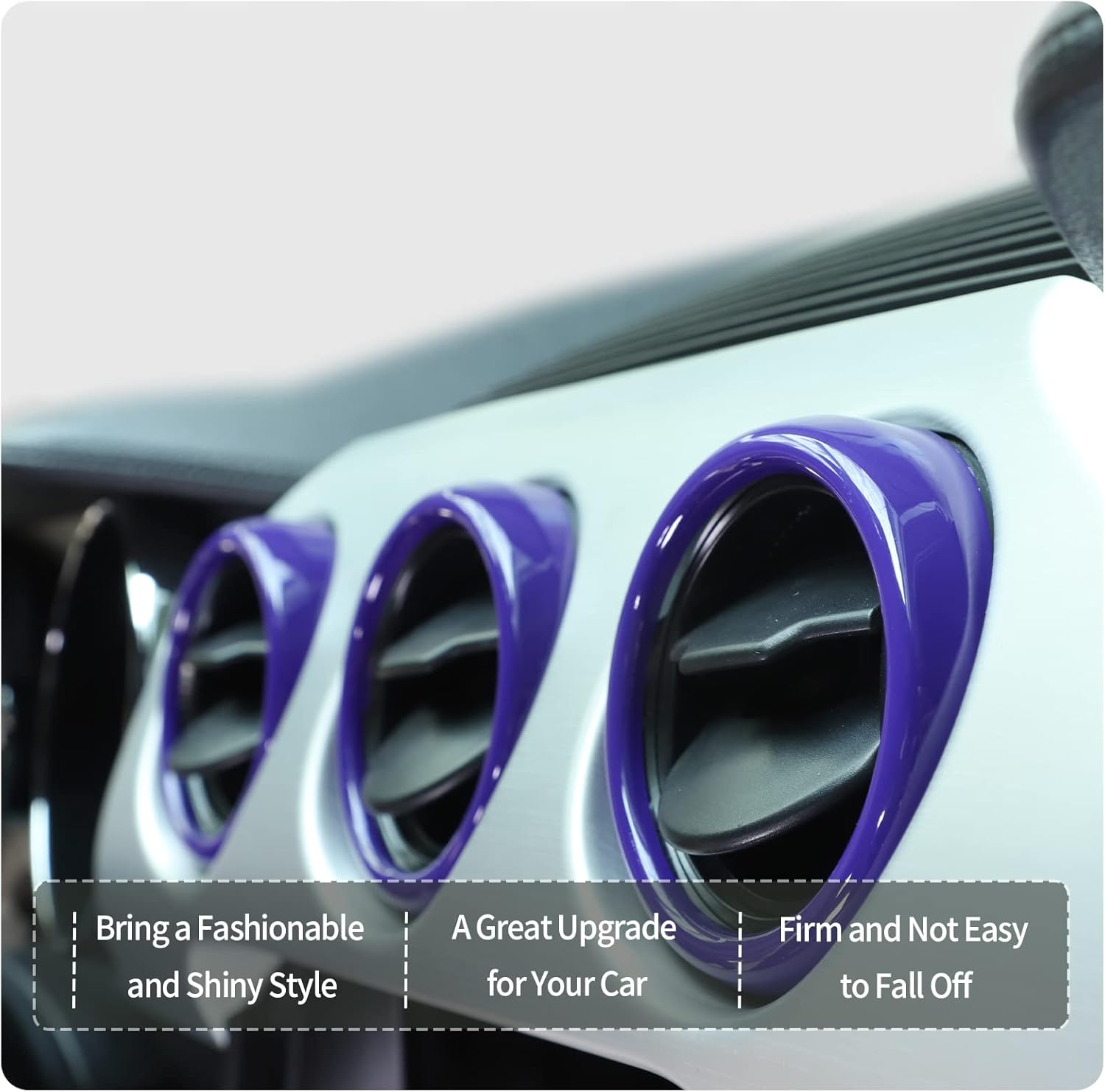 RT-TCZ Anillo de cubierta de ventilación de salida de aire acondicionado de consola central, accesorios interiores para Ford Mustang 2015-2022, 3