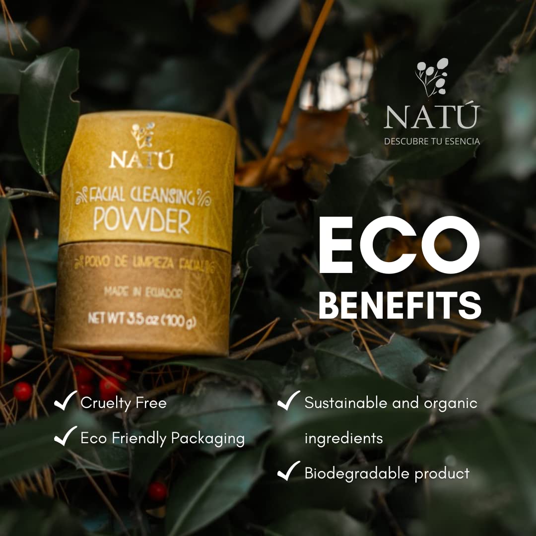 Natu – Polvo limpiador facial – Limpieza profunda de poros, ideal para puntos negros, espinillasacné, suaviza la piel y restaura el Ph,