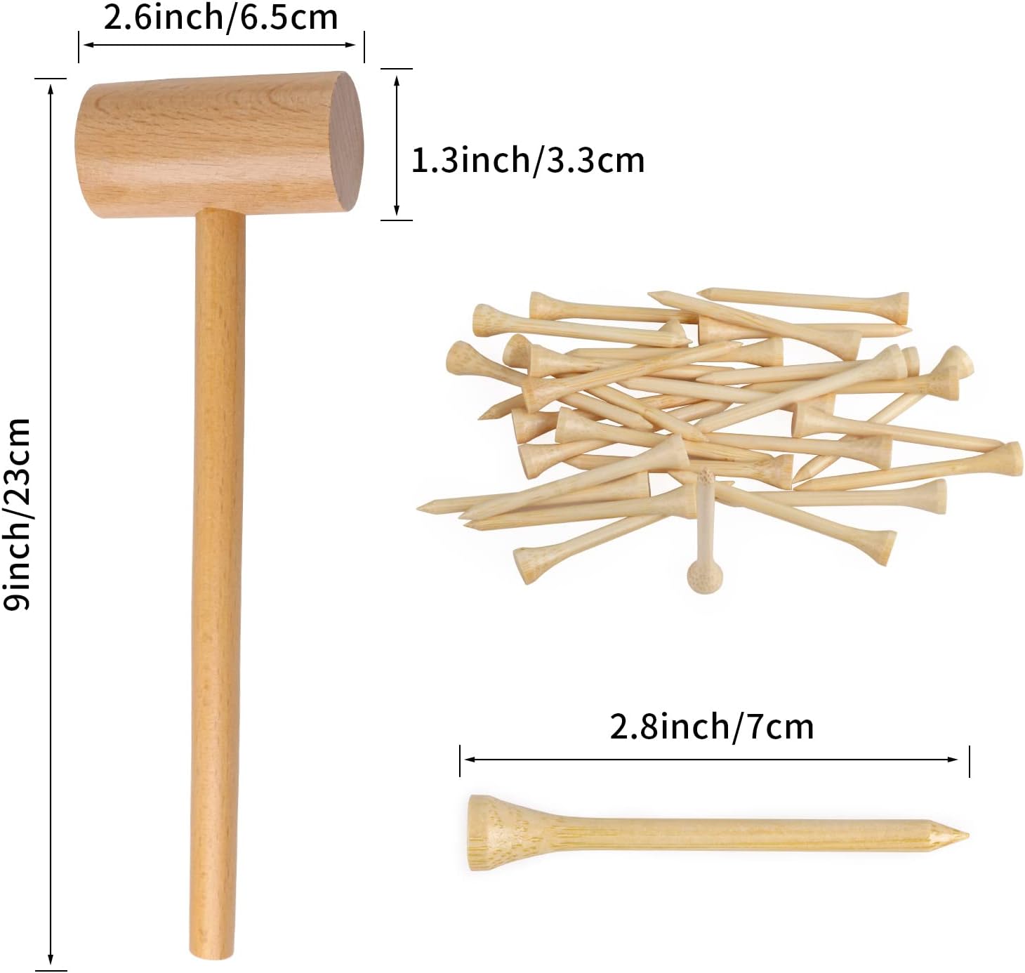 Waenerec Juego de martilleo y golpeteo de mazo de madera, martillo de madera de simulación, martillo falso para niños, martillo de juguete