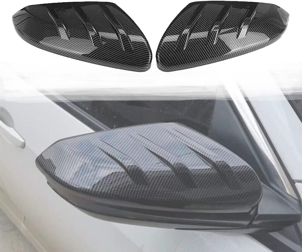 Tapa de espejo estilo Mugen compatible con Honda Civic 10th 2016-2021, cubierta de espejo lateral tipo complemento (patrón de fibra de carbono)