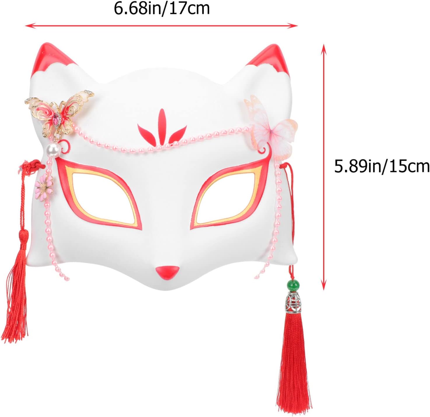 SEWACC Máscaras tradicionales japonesas, máscara de zorro de anime japonés, máscara de zorro para cosplay, máscara de Kabuki, máscara de zorro de