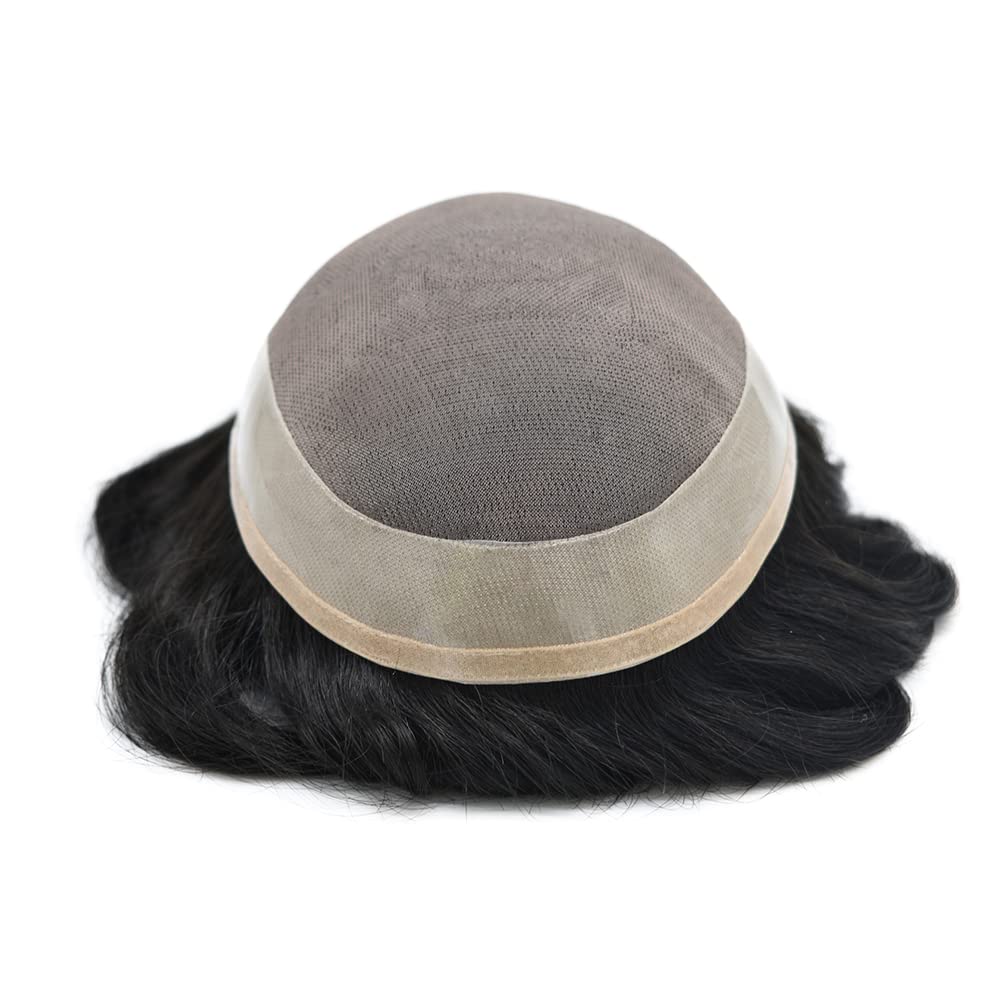 Mono tupé fino para hombres NPU alrededor de la pieza de cabello 8 x 11 pulgadas para hombre Toupee reemplazo de cabello humano para hombre, sistema