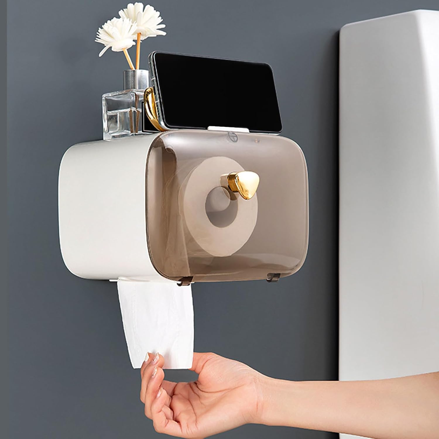 Soporte de papel higiénico, lindo baño montado en la pared impermeable soporte de papel higiénico adhesivo portarrollos dispensador de papel