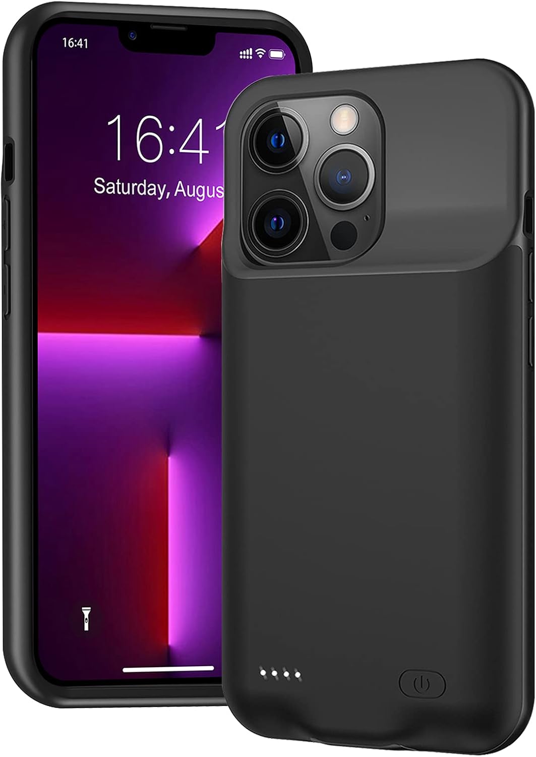 Funda de batería para iPhone 13 Pro Max, 8500mAh ultra delgada recargable inteligente portátil cubierta de carga batería extendida compatible con