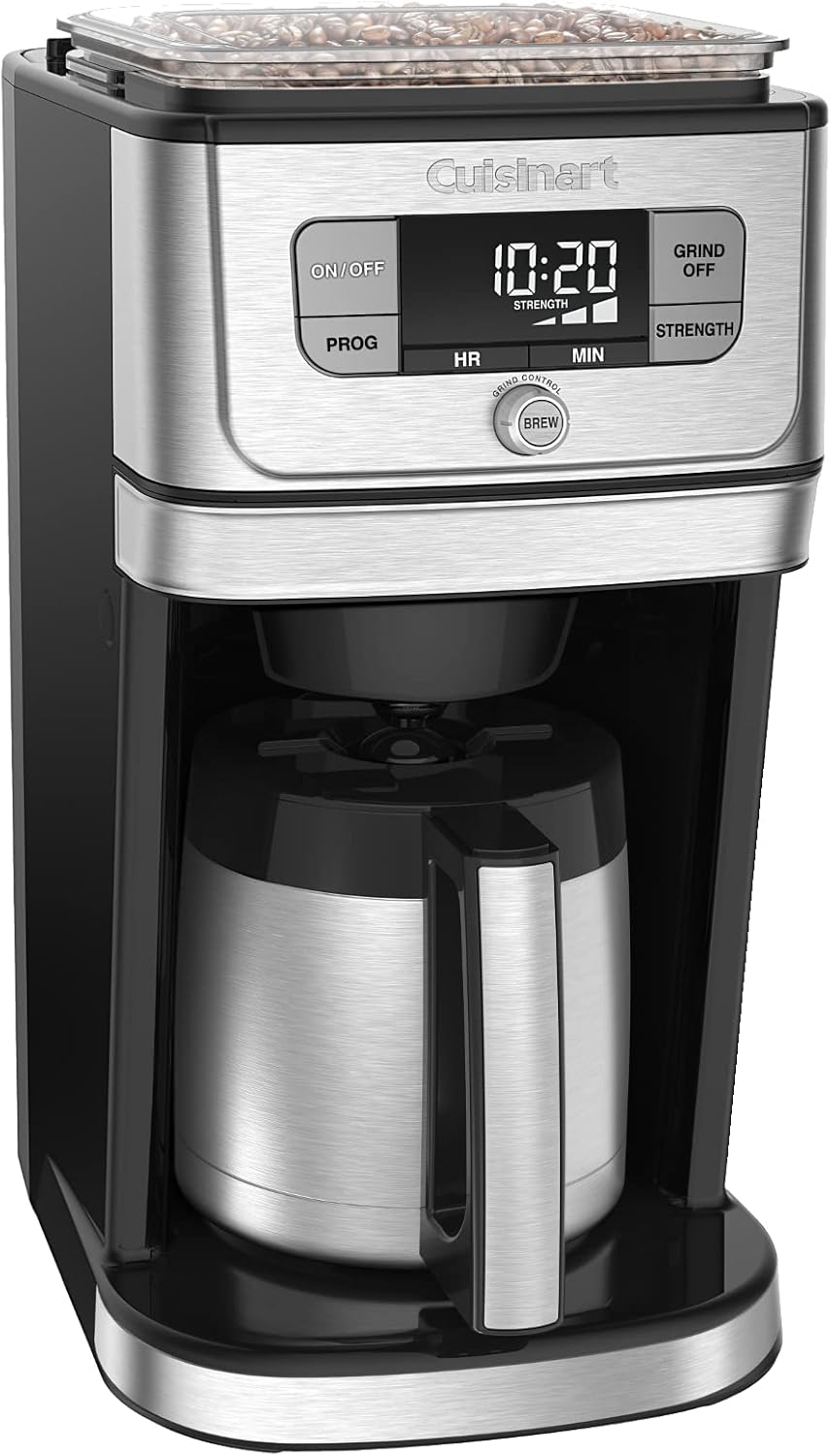 Cuisinart DGB850 – Cafetera térmica para moler y preparar rebabas totalmente automática (10 tazas) con paquete de recipiente de café de acero