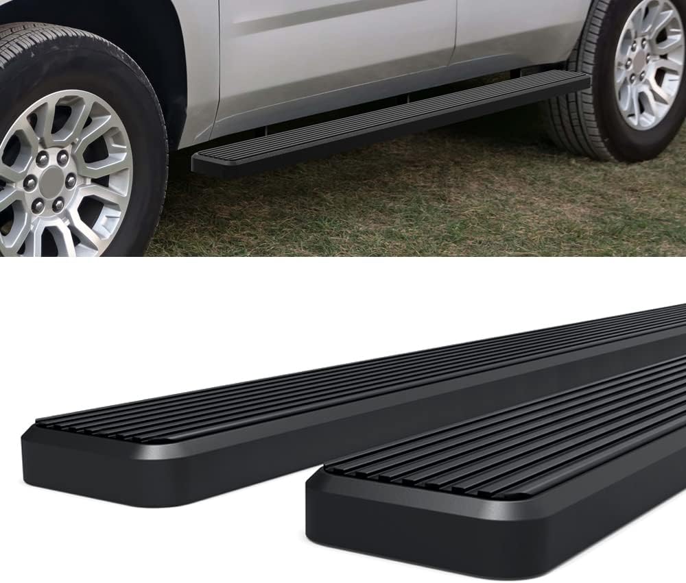 HD Ridez Estriberas laterales de acero inoxidable de 6 pulgadas, color negro, compatibles con Chevy Tahoe GMC Yukon 2000-2020 4Dr (excluye Z71