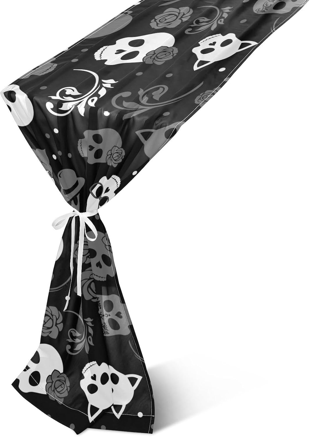 Stylish Skull Floral Table Runner Autumn Table Runner for Desk Decor Halloween Decor 120 Inches Long
