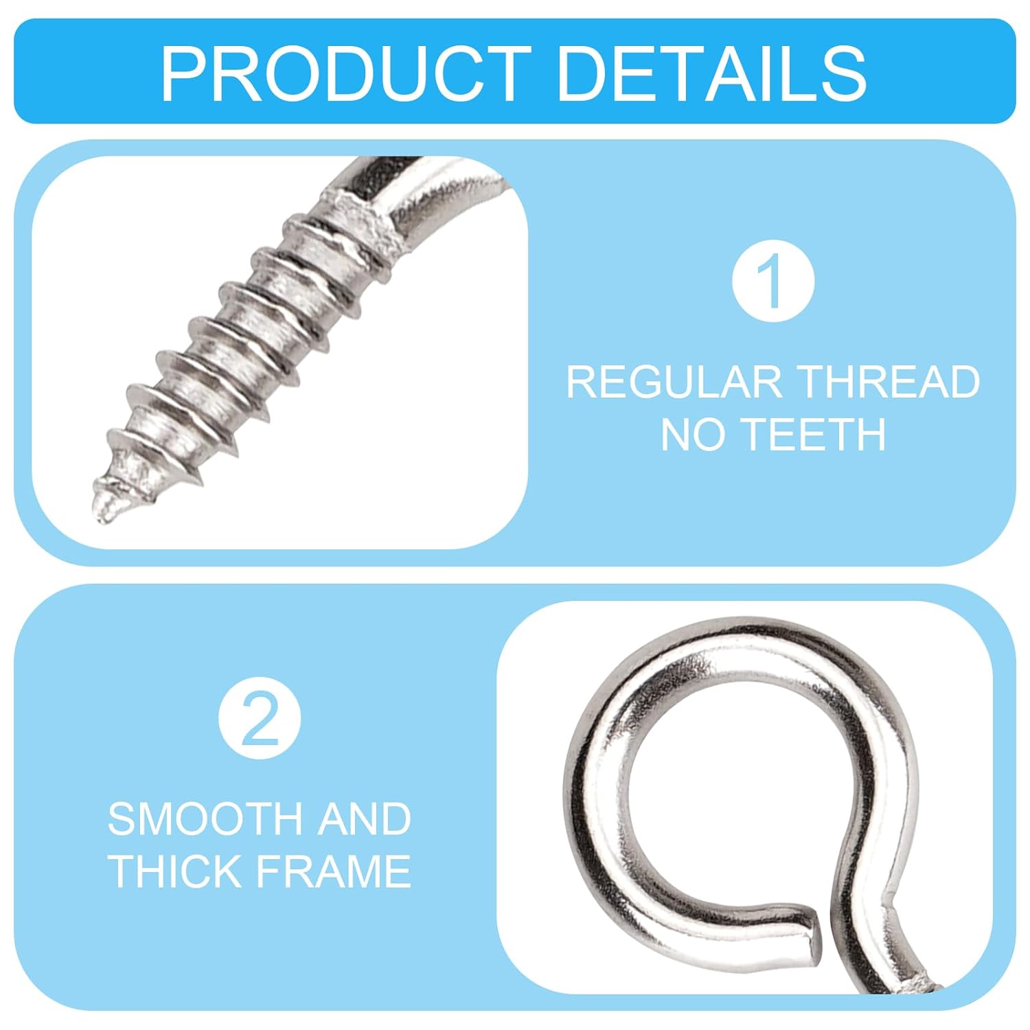 50 tornillos de ojo de acero inoxidable 304 de 1 pulgada, tornillo resistente, ganchos de ojo, tornillos de ojo, ganchos de ojo, para interiores y