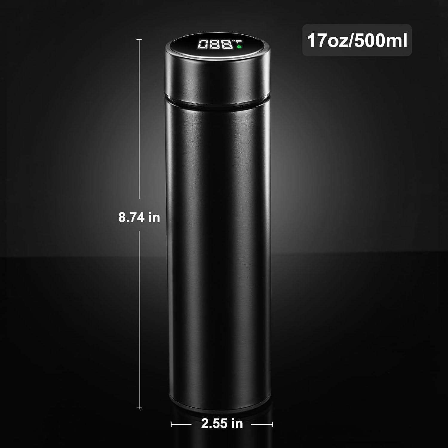 Smart Drinkware – Termo al vacío de acero inoxidable, termo digital con pantalla LED, temperatura inteligente, botella de agua (rosa)
